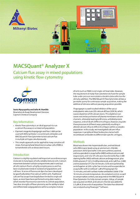 MACSQuant<sup>®</sup> Analyzer X Calcium flux assay in mixed populations using kinetic flow